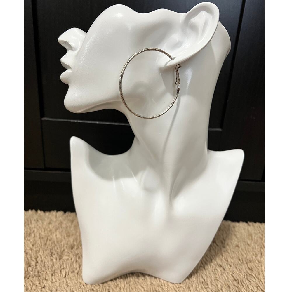 Earrings Silver Textured hoops earrings surgical steel post pinup chola chicano